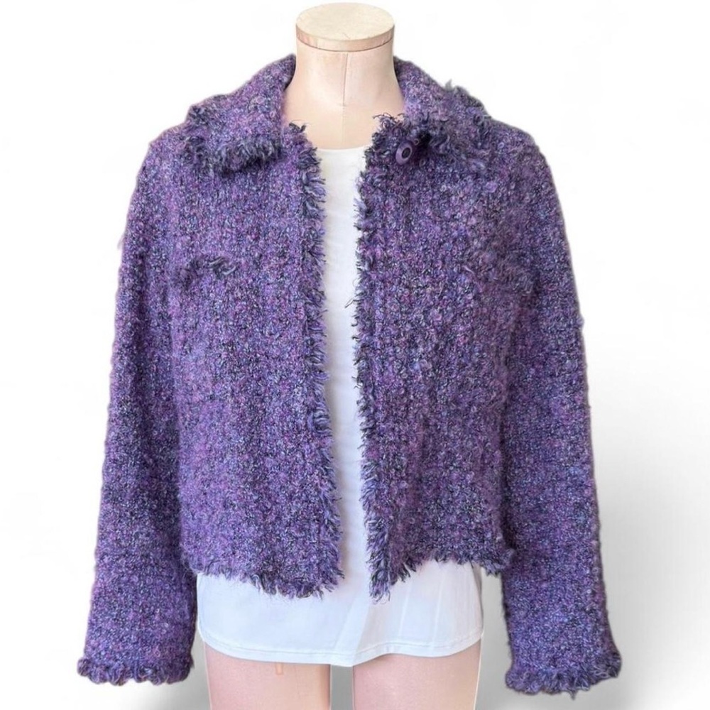 Carlisle Purple Fuzzy Wool Cropped Jacket